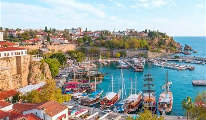 Kaleici Old Town marina and Antalya historic harbor